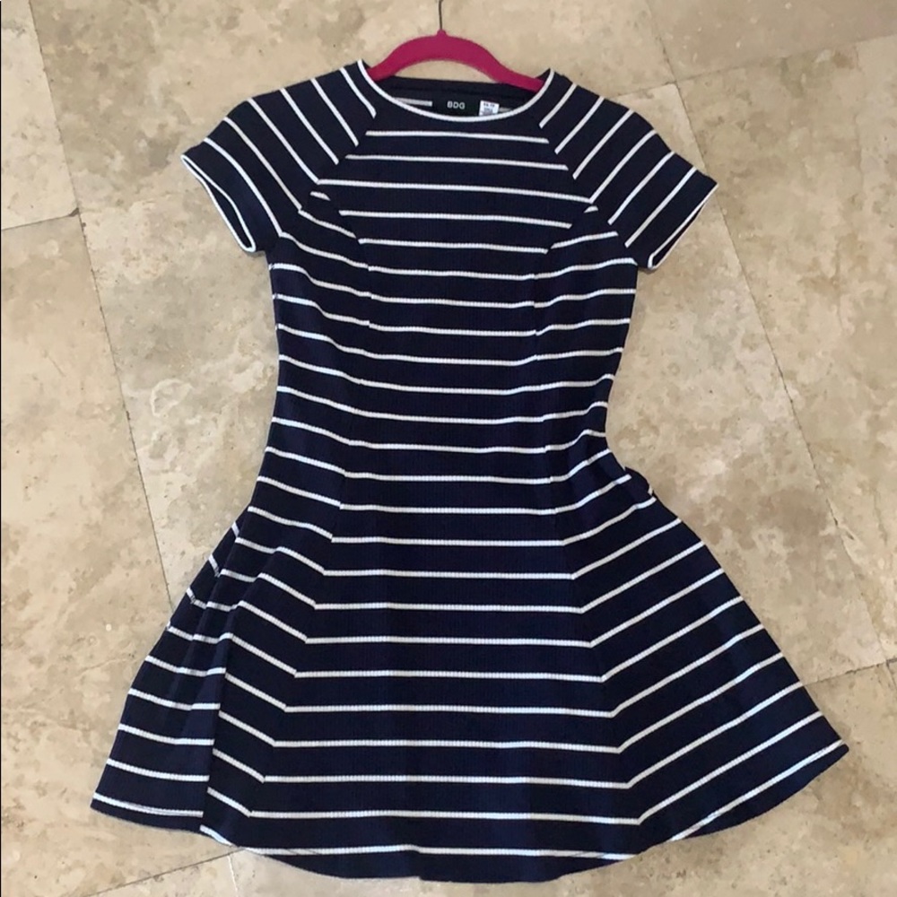 Navy and white striped dress